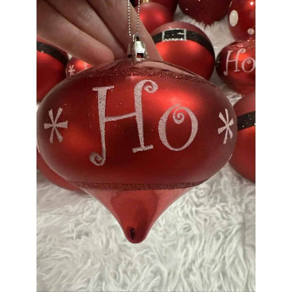 SANTA CLAUS CHRISTMAS ORNAMENT HANDPAINTED Ho‎ Ho Ho Holiday Set